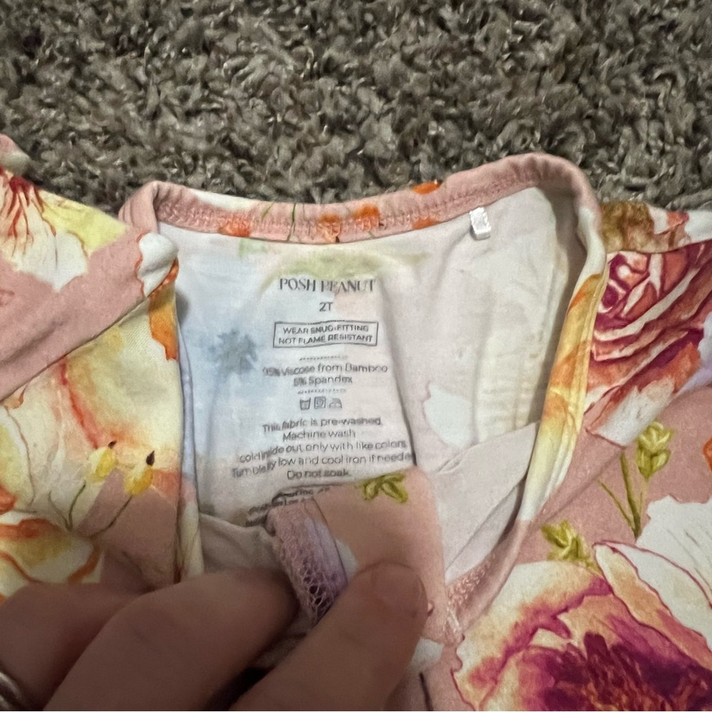 Floral Kids One Piece Pajama Posh Peanut - Picture 3 of 5